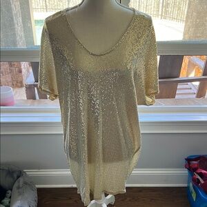 Gold Sequin Short Sleeve Top